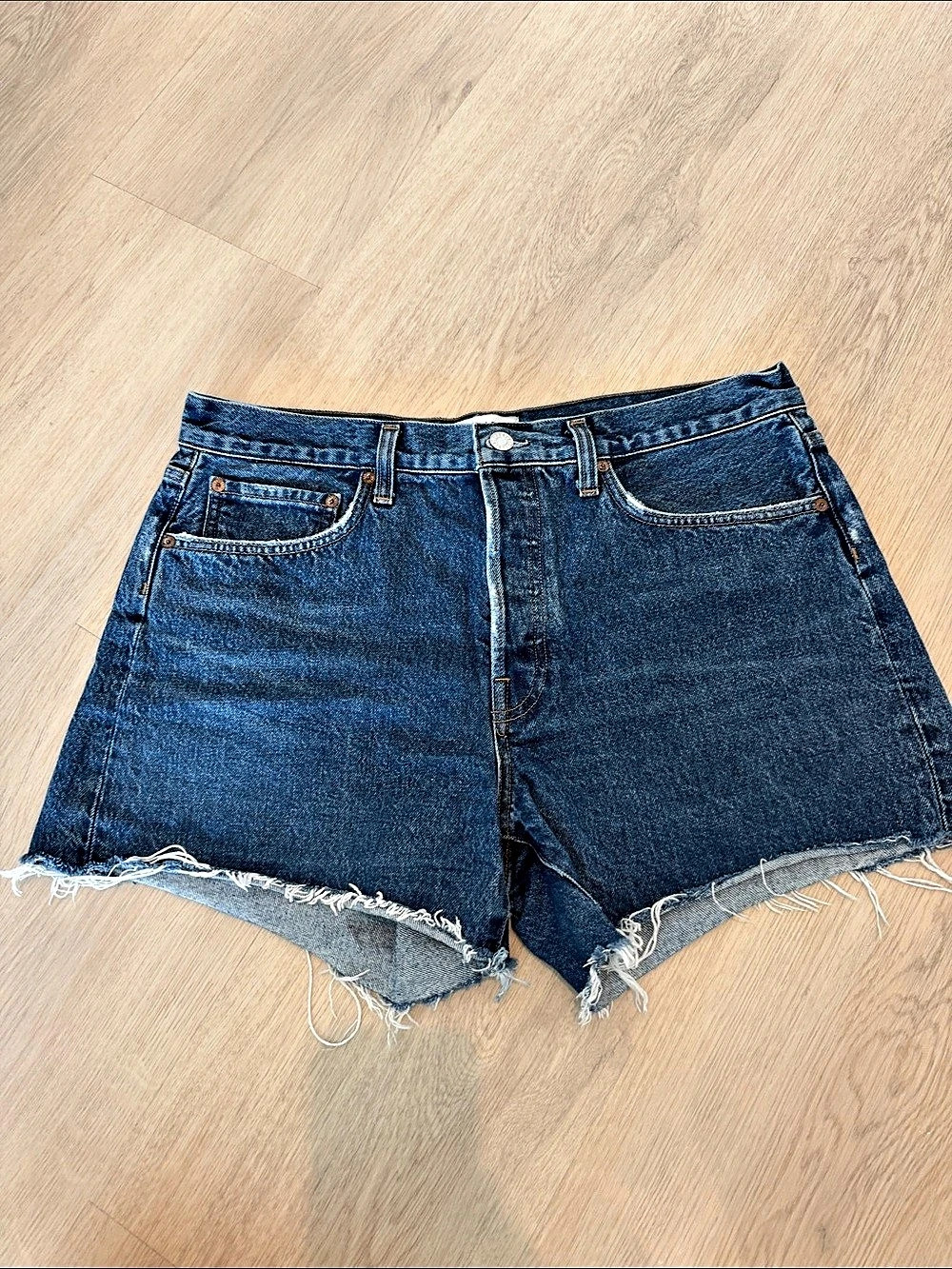 AGOLDE Parker Long Short Denim Jean Shorts Blue Waist 30